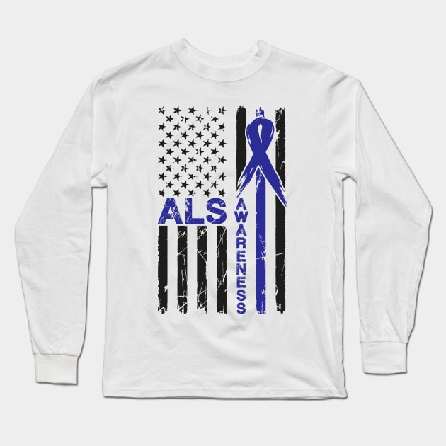 ALS Awareness Flag Long Sleeve T-Shirt by mcoshop